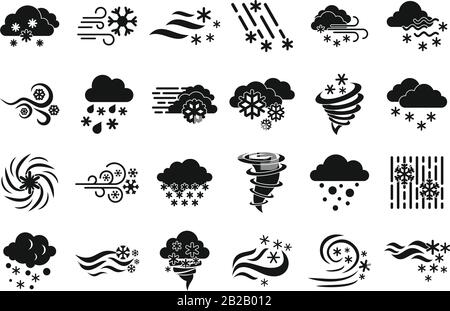 Blizzard icons set. Simple set of blizzard vector icons for web design on white background Stock Vector