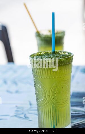 Soft drink in Jordan made with mint,lremon and juice Stock Photo