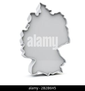 Germany simple 3D map in white grey. 3D Rendering Stock Photo