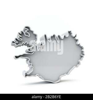Simple white 3D map of Iceland. 3D Rendering Stock Photo - Alamy