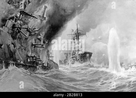 During the Russo-Japanese War: naval battle of Tsushima on 27.5.1905, where the Russian Baltic Fleet suffered a crushing defeat. Stock Photo