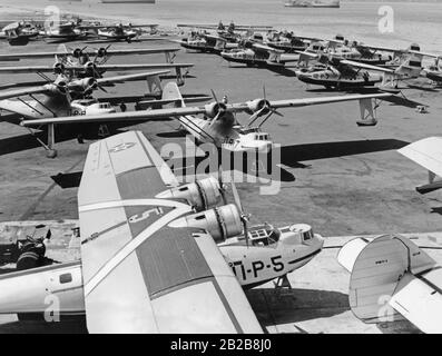 US Navy flying boats of the type Consolidated PBY Catalina. Stock Photo