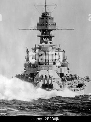 The US Navy battleship Arizona at sea. (Undated photo, c. 1930s) Stock Photo