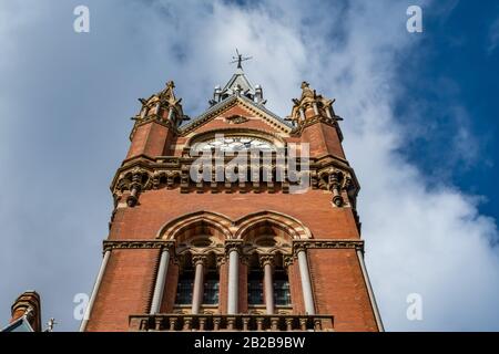 The clock-tower of St. Pancras Railway Station in London, England