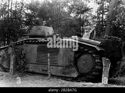 Invasion of Holland 1940: Picture shows destroyed French tank Char B1. Stock Photo