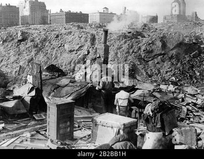 Global economic crisis: Unemployed living in a ruin near Central Park in New York. Stock Photo