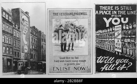 Posters used for the recruitment of British soldiers during the First World War. Stock Photo