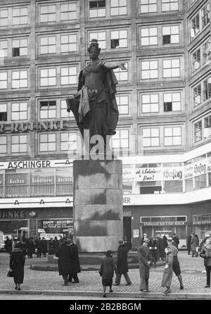 Berolina statue on Alexanderplatz in Berlin. Stock Photo