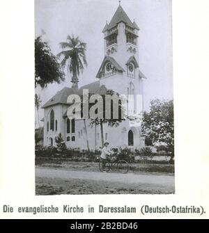 The Protestant church in Dar es Salaam in German East Africa. Stock Photo