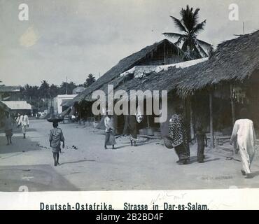 Street in Dar es Salaam in German East Africa, in today's Tanzania. Stock Photo