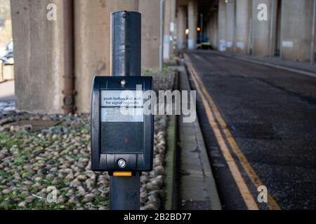 Pedestrian crossing under Kingston Bridge in Glasgow City Centre Stock Photo