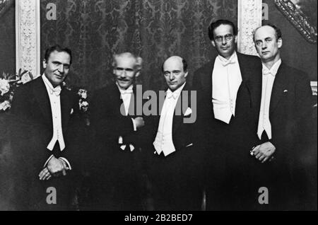 Conductor Wilhelm Furtwängler at a formal dinner at the Italian Embassy in Berlin on the occasion of the visit Toscanini paid to Berlin Art Week. the picture was taken on May 28, 1930, after Toscanini's second Art Week concert. Wilhelm Furtwaengler, Germany Stock Photo