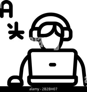 Human Learn Foreign Language Icon Thin Line Vector Stock Vector