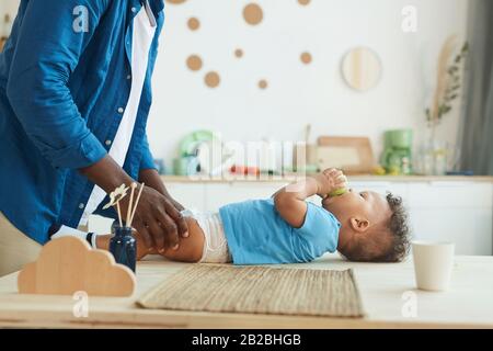 Happy African American Toddler Boy On Laptop Computer Looking To Side 