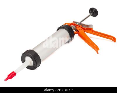 Silicone glue gun, isolated on white Stock Photo