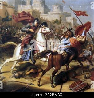 ROBERT II - Robert Curthose (c 1051-1134)  at the Siege of Antioch 1097-1098 pained by Jean-Joseph Dassy in 1850 Stock Photo