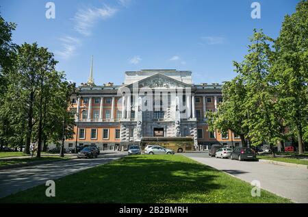 ST.PETERSBURG, RUSSIA - 13 JUNE 2017: St. Michael's Castle, also called the Mikhailovsky Castle or the Engineers' Castle, a former royal residence Stock Photo