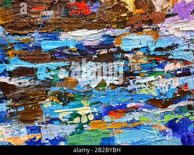 Background of colored watercolor paints on art canvas. Stock Photo