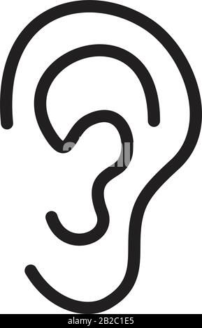 ear icon template black color editable. ear icon symbol Flat vector illustration for graphic and web design. Stock Vector