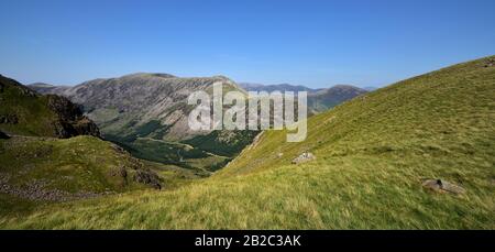 Looking down to the Ennerdale Valley from Pillar Stock Photo