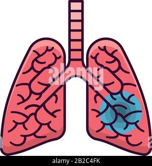 Infected human lungs vector illustration isolated. Serious lung disease color symbol. Stock Vector