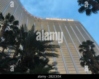 43 floor luxury Mandalay Bay hotel resort and casino, Paradise, Las Vegas, United States of America. Stock Photo