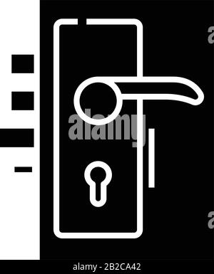 Locking doors black icon, concept illustration, vector flat symbol, glyph sign. Stock Vector