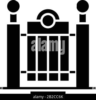House gates black icon, concept illustration, vector flat symbol, glyph sign. Stock Vector