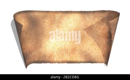 Old paper parchment manuscript isolated on white. Stock Photo