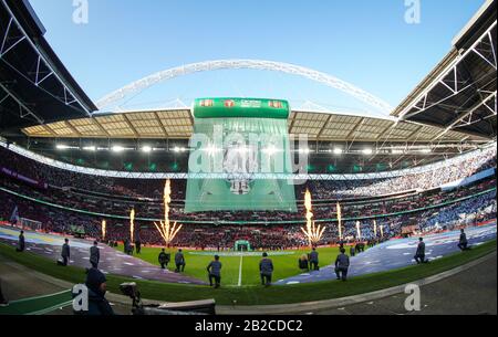 Birmingham, UK. 01st Mar, 2020. General view of the stadium pre match during the Carabao Cup Final match between Aston Villa and Manchester City at Wembley Stadium, London, England on 1 March 2020. Photo by Andy Rowland. Credit: PRiME Media Images/Alamy Live News Stock Photo