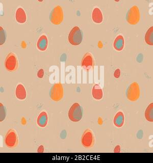 Seamless vintage background with small eggs, warm colors Stock Vector