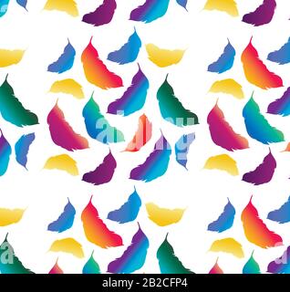 Neon seamless vector pattern of boho feathers. Beautiful print for fabric or wallpaper. Stock Vector