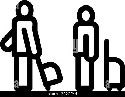 Passengers With Baggage Icon Thin Line Vector Stock Vector