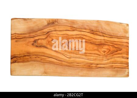 Olive wood cutting board isolated on white background Stock Photo