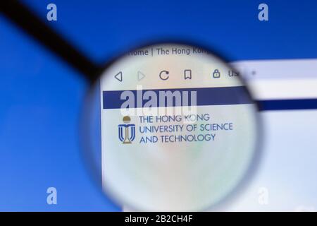 Los Angeles, California, USA - 3 March 2020: Hong Kong University of Science and Technology website homepage logo visible on display screen Stock Photo