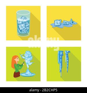 Vector illustration of texture and frozen logo. Collection of texture and transparent stock symbol for web. Stock Vector