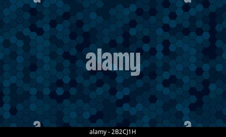 Dark blue hexagonal mosaic background for business presentation. HD 16x9 vector pattern. Stock Vector