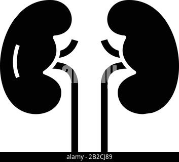 Kidney internal organs black icon, concept illustration, vector flat symbol, glyph sign. Stock Vector