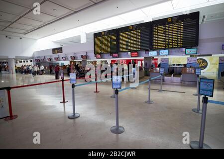 check in desks with departures board in terminal t1 arricife cesr manrique-Lanzarote airport canary islands spain Stock Photo