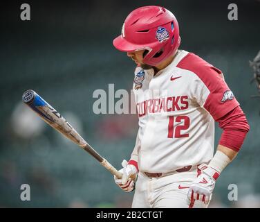 Arkansas Razorbacks catcher Casey Opitz (12) at bat against the ...