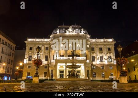 Historical building of Slovak National Theatre (Slovenske Narodne Divadlo) in the old town of Bratislava, Slovakia Stock Photo