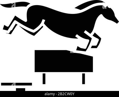 Horse jumping black icon, concept illustration, vector flat symbol, glyph sign. Stock Vector