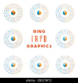 Set of templates, Ring from colored lines for infographic, can be used for workflow layout, diagram, web design, 3,4,5,6,7,8,9,10 number options, step Stock Vector