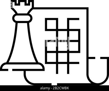 Strategic plan line icon, concept sign, outline vector illustration, linear symbol. Stock Vector
