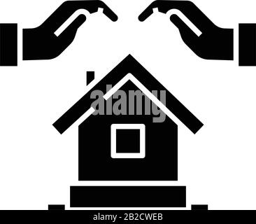 Home security black icon, concept illustration, vector flat symbol, glyph sign. Stock Vector