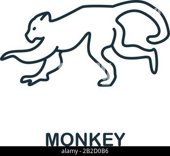 Monkey icon from home animals collection. Simple line element Monkey symbol for templates, web design and infographics Stock Vector