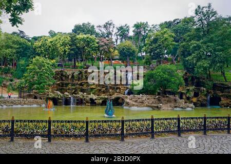 Emirgan park , Istanbul turkey daylight view showing nice waterfall with trees Stock Photo