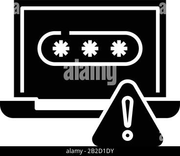 Invalid password black icon, concept illustration, vector flat symbol, glyph sign. Stock Vector