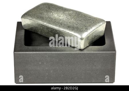 zinc bar on graphite mold isolated on white background Stock Photo