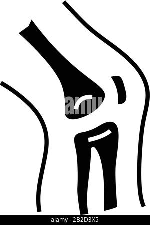 Knee bones structure black icon, concept illustration, vector flat symbol, glyph sign. Stock Vector